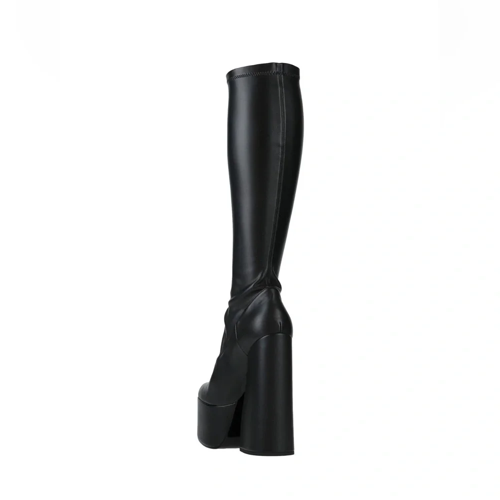 Le Silla Nikki Black Platform Knee High Boots size 8 US 38 EU BNWT - Picture 3 of 3